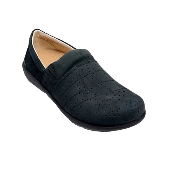 Revitalign Shoes - NEW Revitalign Womens Sz 5.5 Ridgeway Picasso Black Leather Slip On Comfort Shoe